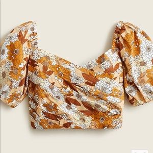 J.Crew Puff-sleeve organic cotton cropped top in zinnia floral